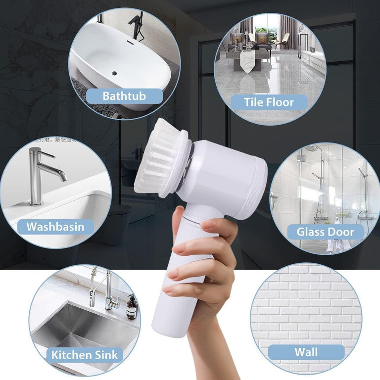 5-in-1 Electric Cleaning Brush – Bathroom, Kitchen & Floor Scrubber