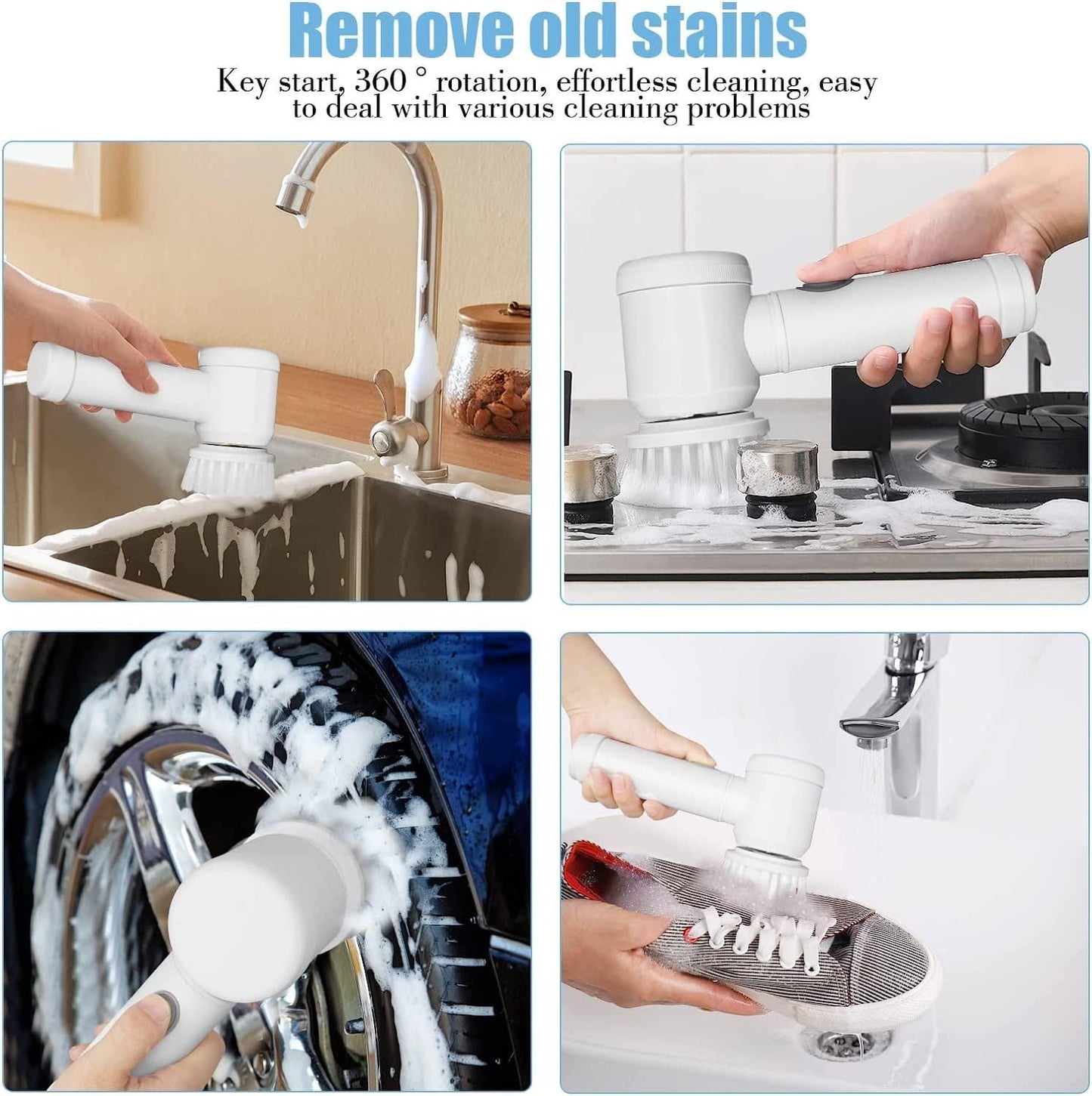 5-in-1 Electric Cleaning Brush – Bathroom, Kitchen & Floor Scrubber